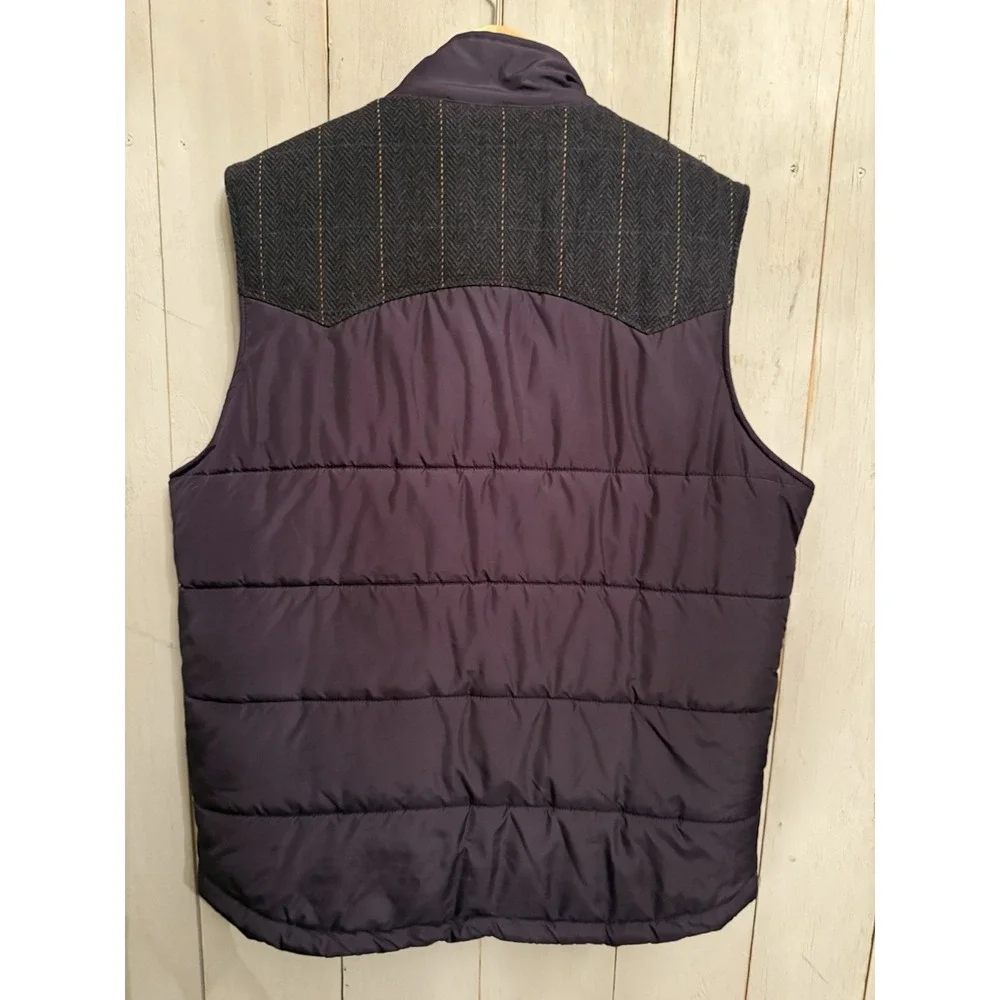 Ted‎ Baker Puffer Quilted Gilet Vest Full Zip Button Western Navy Blue Sz-6(XL)